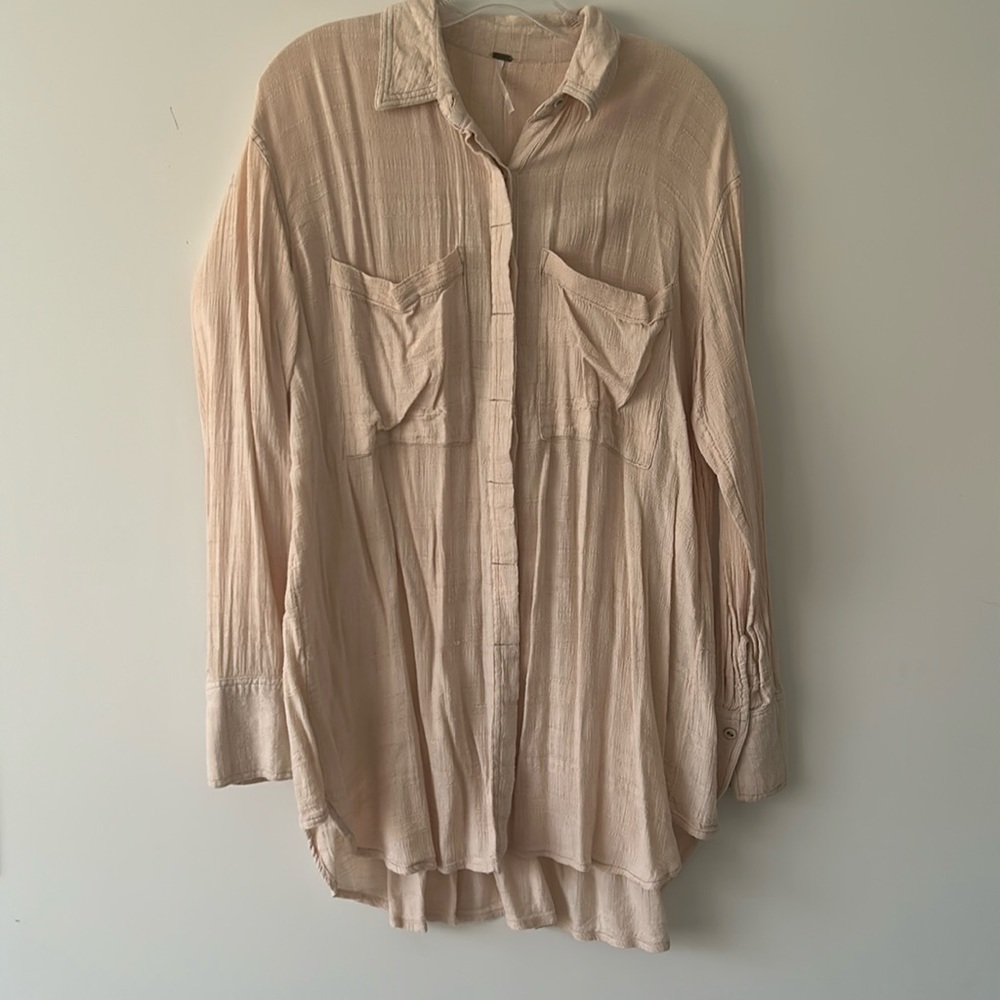 Free People Small Cream Button Down Shirt